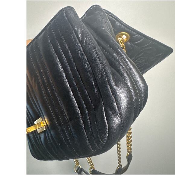 Michael Kors Vivianne Medium Quilted Rose-Embroidered Leather Shoulder  - Black - Picture 8 of 8